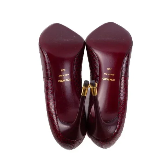 TOM FORD dark red python leather stiletto heel shoes - Picture 5 of 8